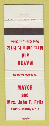 Matchbook Cover - John Fritz Mayor Port Clinton OH