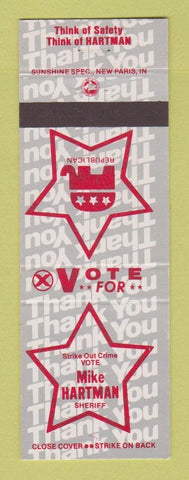 Matchbook Cover - Mike Hartman Sheriff Election Republican