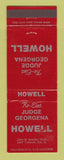 Matchbook Cover - Judge Georgena Howell Election Columbus OH