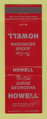 Matchbook Cover - Judge Georgena Howell Election Columbus OH