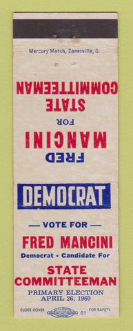 Matchbook Cover - Fred Mancini State Committeeman Election 1960