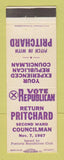 Matchbook Cover - Pritchard for 2nd Ward Councilman 1967 Fostoria OH