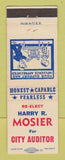 Matchbook Cover - Harry Mosier for City Auditor Election