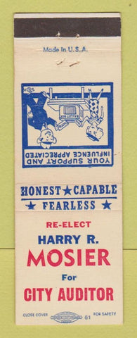 Matchbook Cover - Harry Mosier for City Auditor Election