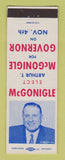 Matchbook Cover - Arthur McGonigle for Governor PA Pennsylvania