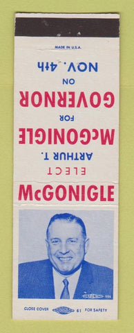 Matchbook Cover - Arthur McGonigle for Governor PA Pennsylvania