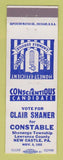 Matchbook Cover - Clair Shaner Constable Shenango Township PA 1955