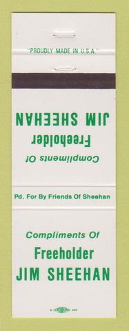 Matchbook Cover - Freeholder Jim Sheehan