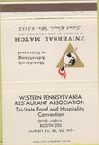 Matchbook Cover - Western PA Restaurant Assn Convention 1974 40 Strike