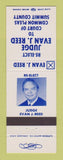 Matchbook Cover - Judge Evan Reed Election Court of Common Pleas