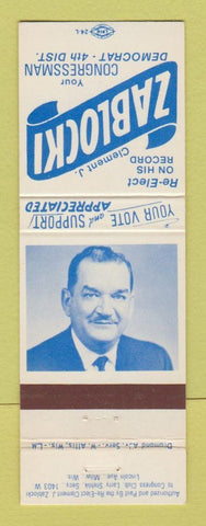 Matchbook Cover - Clement Zablocki Congress Election WI Wisconsin