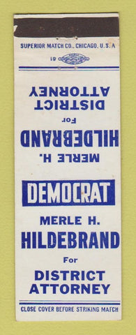 Matchbook Cover - Merle Hildebrand District Attorney Election