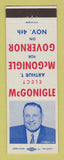 Matchbook Cover - Arthur McGonigle for Governor PA Pennsylvania
