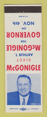 Matchbook Cover - Arthur McGonigle for Governor PA Pennsylvania