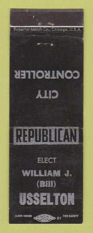 Matchbook Cover - William Usselton City Controller Election WEAR