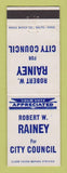 Matchbook Cover - Robert Rainey for City Council Election