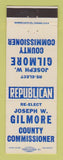 Matchbook Cover - Joseph Gilmore County Commissioner Election