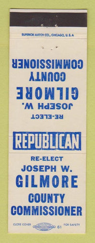 Matchbook Cover - Joseph Gilmore County Commissioner Election