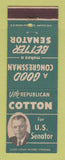 Matchbook Cover - Norris Cotton for U Senator Election NH