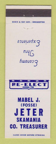 Matchbook Cover - Mabel Jeter Skamania County Treasurer Election WA