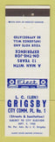 Matchbook Cover - LC Len Grigsby Citty Comm Election 1958