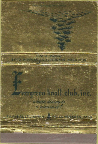 Matchbook Cover - Evergreen Knoll Club Golf Faribault MN WEAR 40 Strike