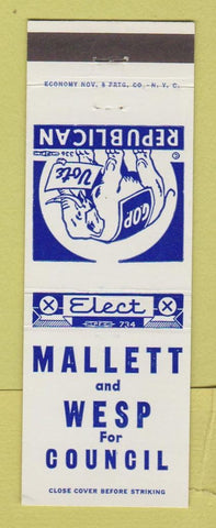 Matchbook Cover - Mallett and Wesp Council Election