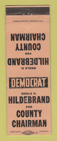 Matchbook Cover - Merle Hildebrand County Chairman Election PEACH WEAR