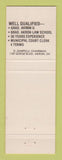 Matchbook Cover - Larry Walsh Clerk Election Akron OH Courts