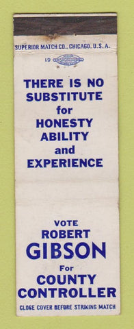 Matchbook Cover - Robert Gibson for County Controller Election WEAR