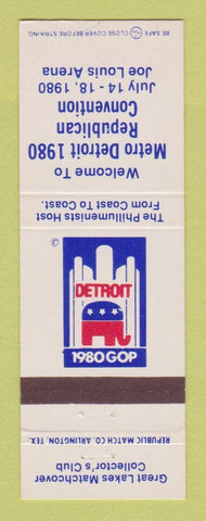 Matchbook Cover - Metro Detroit 1980 Republican Convention 1980 Joe Louis Arena