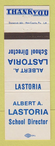 Matchbook Cover - Albert Lastoria School Director Election