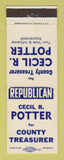 Matchbook Cover - Cecil Potter for County Treasurer Election