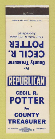 Matchbook Cover - Cecil Potter for County Treasurer Election