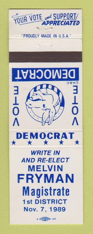 Matchbook Cover - Melvin Fryman Magistrate Election 1989
