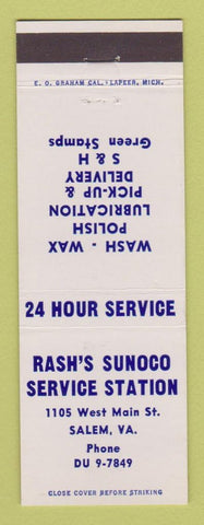Matchbook Cover - Rash's Sunoco oil gas Salem VA