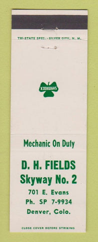 Matchbook Cover - DH Fields Shamrock oil gas Denver Colorado