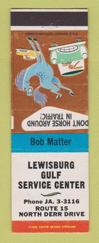 Matchbook Cover - Lewisburg Gulf oil gas PA