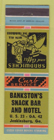 Matchbook Cover - Bankston's Snack Bar Motel Jenkinsburg GA