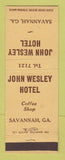 Matchbook Cover - John Wesley Hotel Savannah GA
