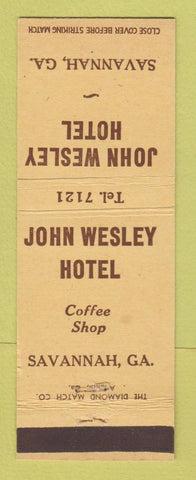 Matchbook Cover - John Wesley Hotel Savannah GA