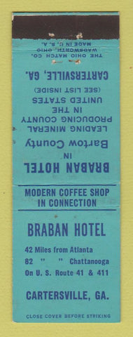Matchbook Cover - Braban Hotel Cartersville GA