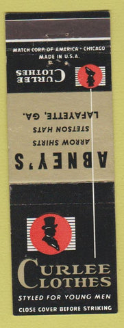 Matchbook Cover - Curlee Men's Clothes Abney's Lafayette GA