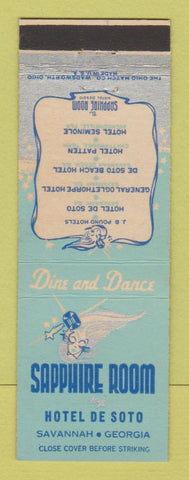 Matchbook Cover - Hotel De Soto Savannah GA Sapphire Room