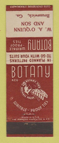 Matchbook Cover - Botany Men's Clothes WA Quinn Brunswick GA