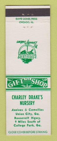 Matchbook Cover - Charley Drake's Nursery College Park GA