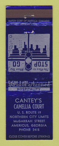 Matchbook Cover - Cantey's Camellia Court Motel Americus GA