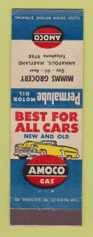Matchbook Cover - Amoco oil gas Mimms Grocery Annapolis MD #2
