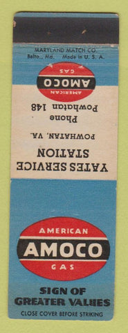 Matchbook Cover - Amoco oil gas Yates Powhatan VA WEAR