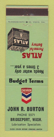 Matchbook Cover - Chevron oil gas John Burton Bridgeport WA